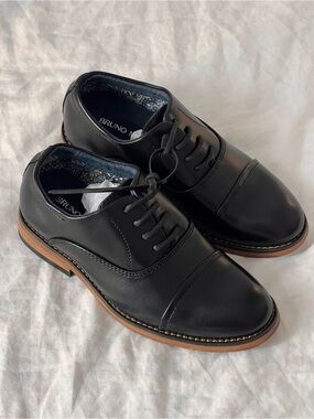Bruno Kids' Black Cap-Toe Derby Shoes